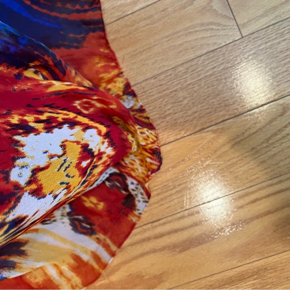 DASH by Kardashian bohemian orange blue yellow 2 piece kaftan dress size medium - Picture 8 of 16